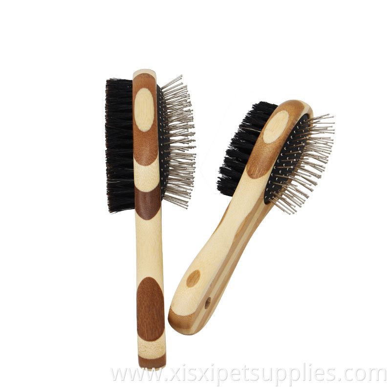 Factory Wholesale LOW MOQ Bamboo Wood Double Sided Pet Cat Dog Grooming Massage Hair Comb